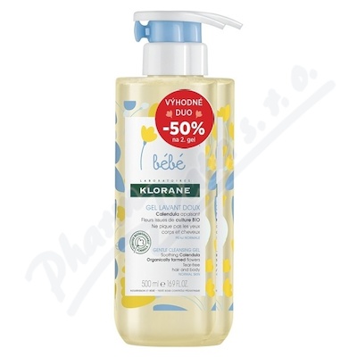Klorane Bebe Jemný Mycí Gel 500ml Duo