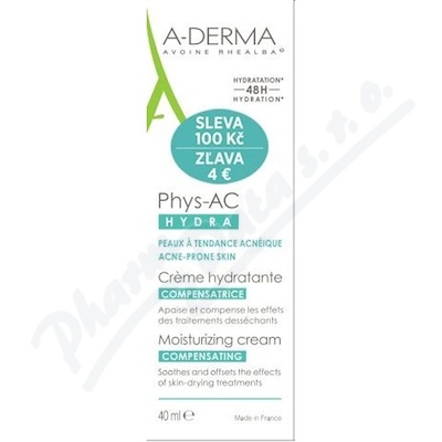 A-derma Phys-ac Hydra Kompenzační Krém 40ml Sleva