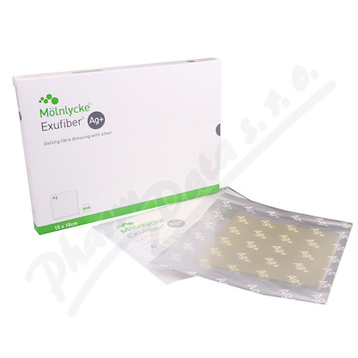 Exufiber Ag+ 15 x 15cm, 10 ks, vysoce absorpční antimikrobiální