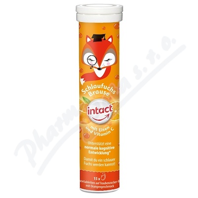 Intact Chytrá liška Železo+vitamin C Pomeranč 15 šumivých tablet