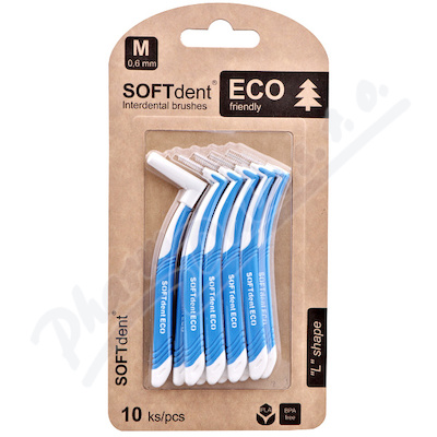Softdent Eco Mezizubní Kartáček Zahnutý 0.6mm 10ks