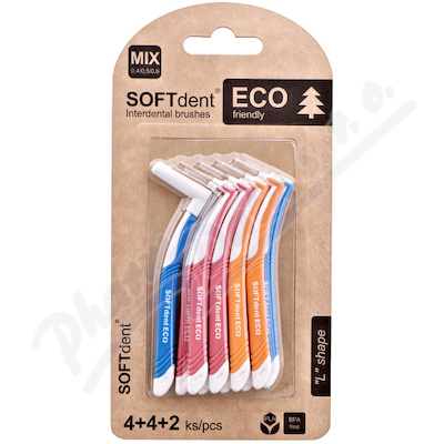 Softdent Eco Mezizubní Kartáček Zahnutý Mix 10ks