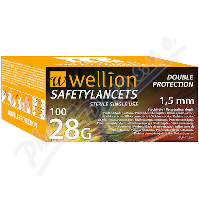 Wellion Safety Lancets 28g jednorázové bezpečnostní lancety 28g, 100ks