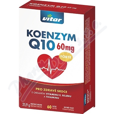 Vitar Koenzym Q10 60mg+se+vit.e+thiamin Cps.60