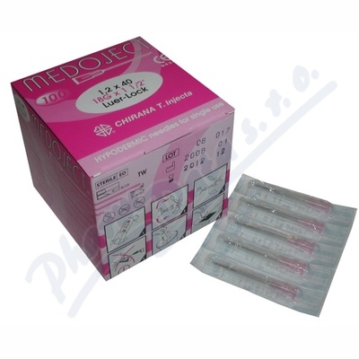 Inj.jehla 1.2x40 Růžová Chirana 100ks Jednoráz.