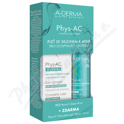A-derma Phys-ac Global 40ml+čis.gel 100ml+gel 25ml