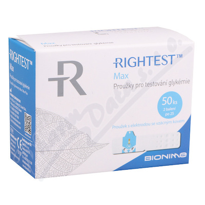 Proužky Diagnostické Rightest Max Plus Gs 770 (pro Zp Kód 0142799) inzulínový režim, 50 ks, bez kódování