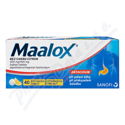 Maalox Bez Cukru Citron 40 žvýkacích tablet