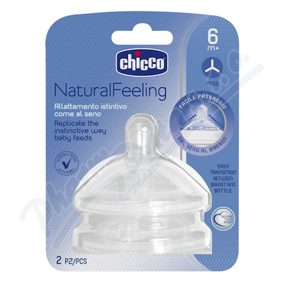 Chicco Dudlík Natural Feeling silikon na kaši 6m+ 2ks