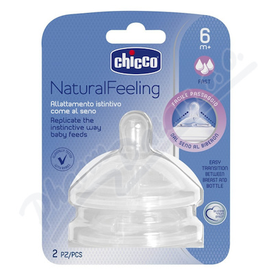 Chicco Dudlík Natural Feeling silikon rychlý průtok 6m+ 2ks