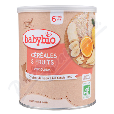Babybio Nemléčná rýžovoquinoová kaše 3 druhy ovoce 220 g