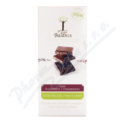 Balance Stevia hořká čokoláda s borůvkami a jahodami 85 g