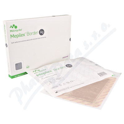 Mepilex Border Ag 7,5x7,5 cm, 5 ks, antimikrobiální pěnové samolepíc