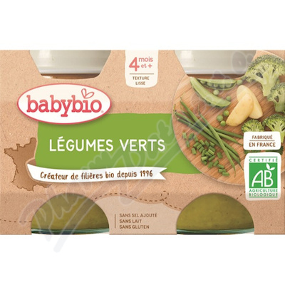 Babybio Zelená zelenina příkrm 2x130 g