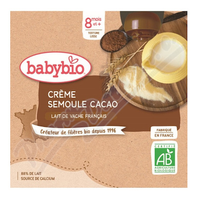 Babybio Mléčná krupice s kakem svačinka 4x85 g