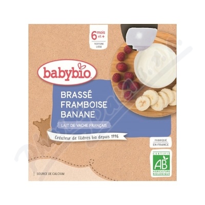 Babybio Mléčná svačinka malina s banánem 4x85 g