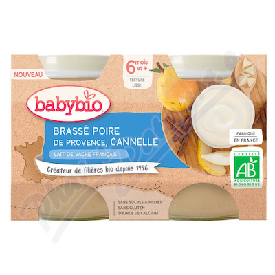Babybio Mléčná svačinka s hruškou a skořicí 2x130 g