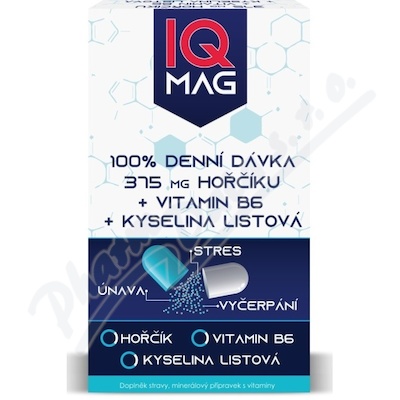 Iq Mag 375mg Hořčíku a vitamínu B6 a kyseliny listové 60 kapsúl