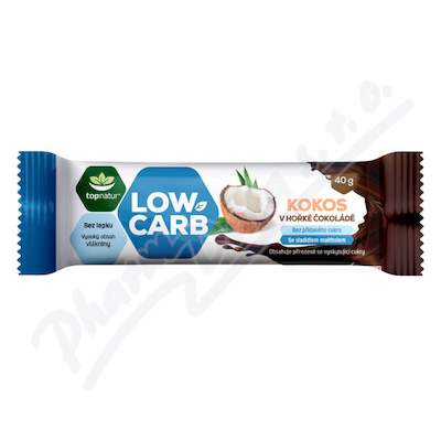 Topnatur Low carb tyčinka kokos v hořké čokoládě 40 g