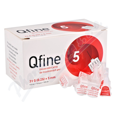Jehly Qfine Pro Všechna Inzulínová Pera 31 g /0,25 mm x 5 mm,100ks
