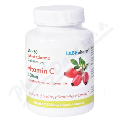 Labe Pharm Vitamín C 500mg+šípek+acerola Tbl.90