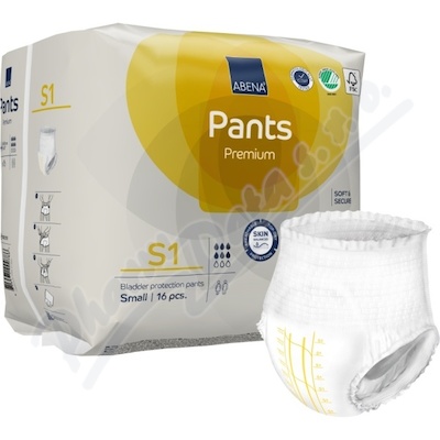 Abena Pants Premium S1 kalhotky absorpční navlékací, prodyšné, boky 60-90CM, 1400ML, 16KS