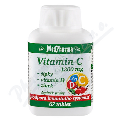 Medpharma Vitamín C 1200mg, šípky, vitamín D, zinek 67 tablet