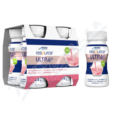 Resource Ultra + High Protein Jahodová Příchuť perorální roztok 4x125ml