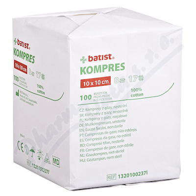 Kompresy Z Gázy Nesterilní 10x10cm,8 vrstev,17 nití,100ks