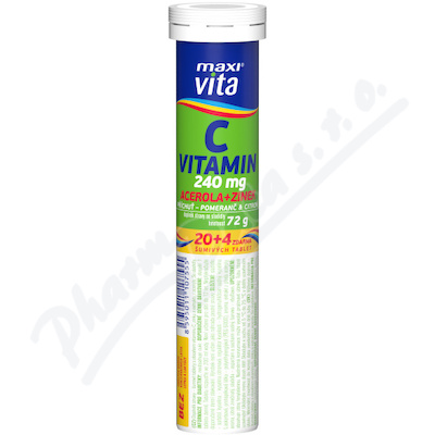Maxi Vita Vitamin C+acerola+zinek 24 šumivých tablet