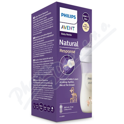 Avent Natural Response láhev s ventilem AirFree 260 ml 1m+ žirafa