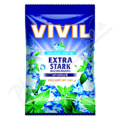 Vivil Extra silný mentol + vitamín C bonbóny bez cukru 120 g