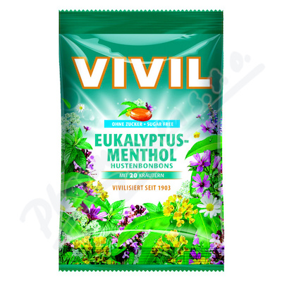 Vivil Eukalyptus, mentol a 20 druhů bylin bonbóny bez cukru 120 g