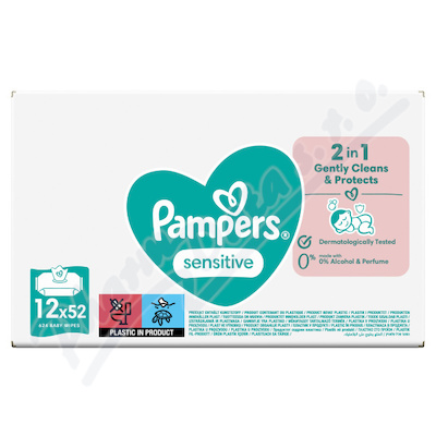Pampers Sensitive čisticí ubrousky 2v1 12x52ks