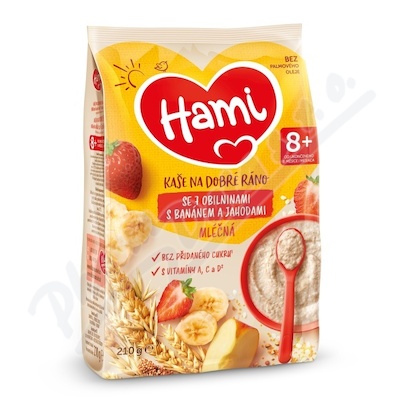 Hami Kaše na dobré ráno Mléčná se 7 obilninami s banánem a jahodami 210 g