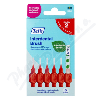 Tepe Mezizubní kartáčky 2 červené 0,5 mm v papírové krabičce 6 kusů