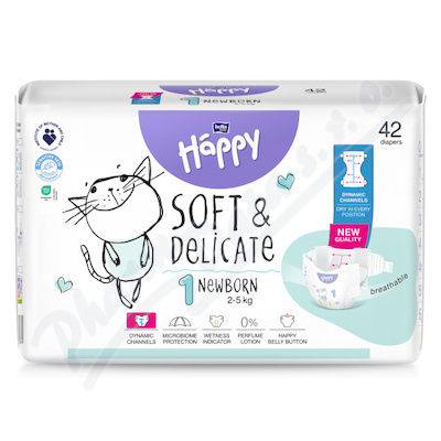 Happy Soft&Delicate 1 Newborn dětské pleny 2-5kg 42ks