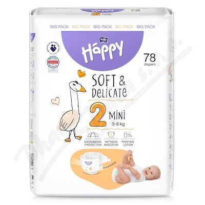 Happy Soft&Delicate 2 dětské pleny 3-6 kg 78 ks