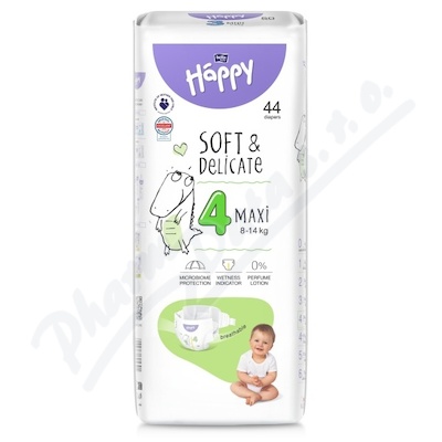 Happy Soft&Delicate 4 Maxi dětské pleny 8-14kg 44ks