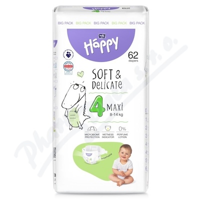 Happy Soft&Delicate 4 dětské pleny 8-14 kg 62 ks