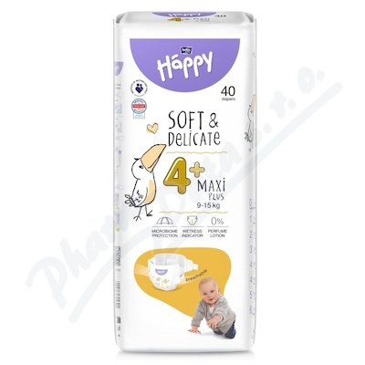 Happy Soft&Delicate 4+ Maxi Plus dětské pleny 9-15kg 40ks