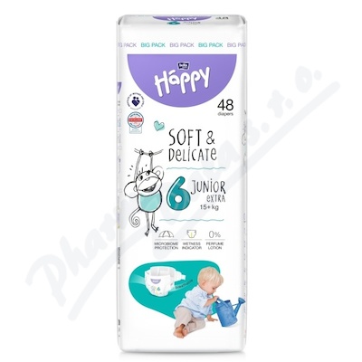 Happy Soft&Delicate 6 dětské pleny 15+ kg 48 ks