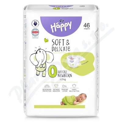 Happy Soft&delicate 0 Dětské Pleny 2kg 46ks