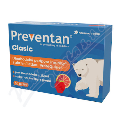 Preventan Clasic s příchutí maliny a grepu 30 tablet