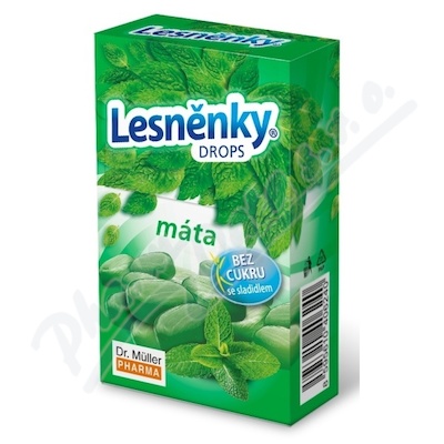 Lesněnky Drops Máta bez cukru 38 g Dr.Müller