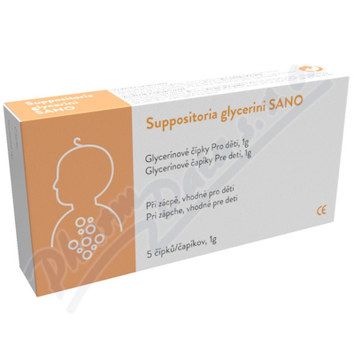 Suppositoria glycerini Sano glycerínové čípky Pro děti 1 g 5 ks
