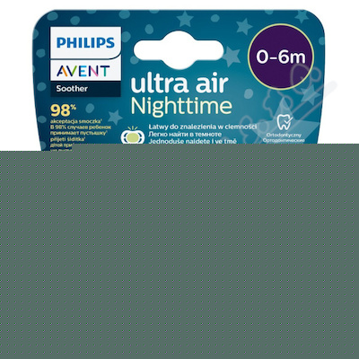 Philips Avent šidítko Ultra Air 0-6m noční chlapec 2ks