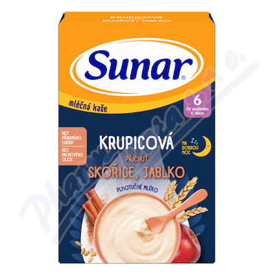 Sunar Na Dobrou Noc Mléčná krupicová kaše skořice/jablko 210g