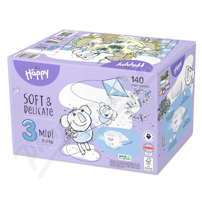Happy Soft&Delicate 3 dětské pleny 5-9kg 140ks