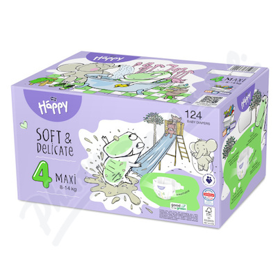 Happy Soft&Delicate Maxi 4 dětské pleny 8-14kg 124ks